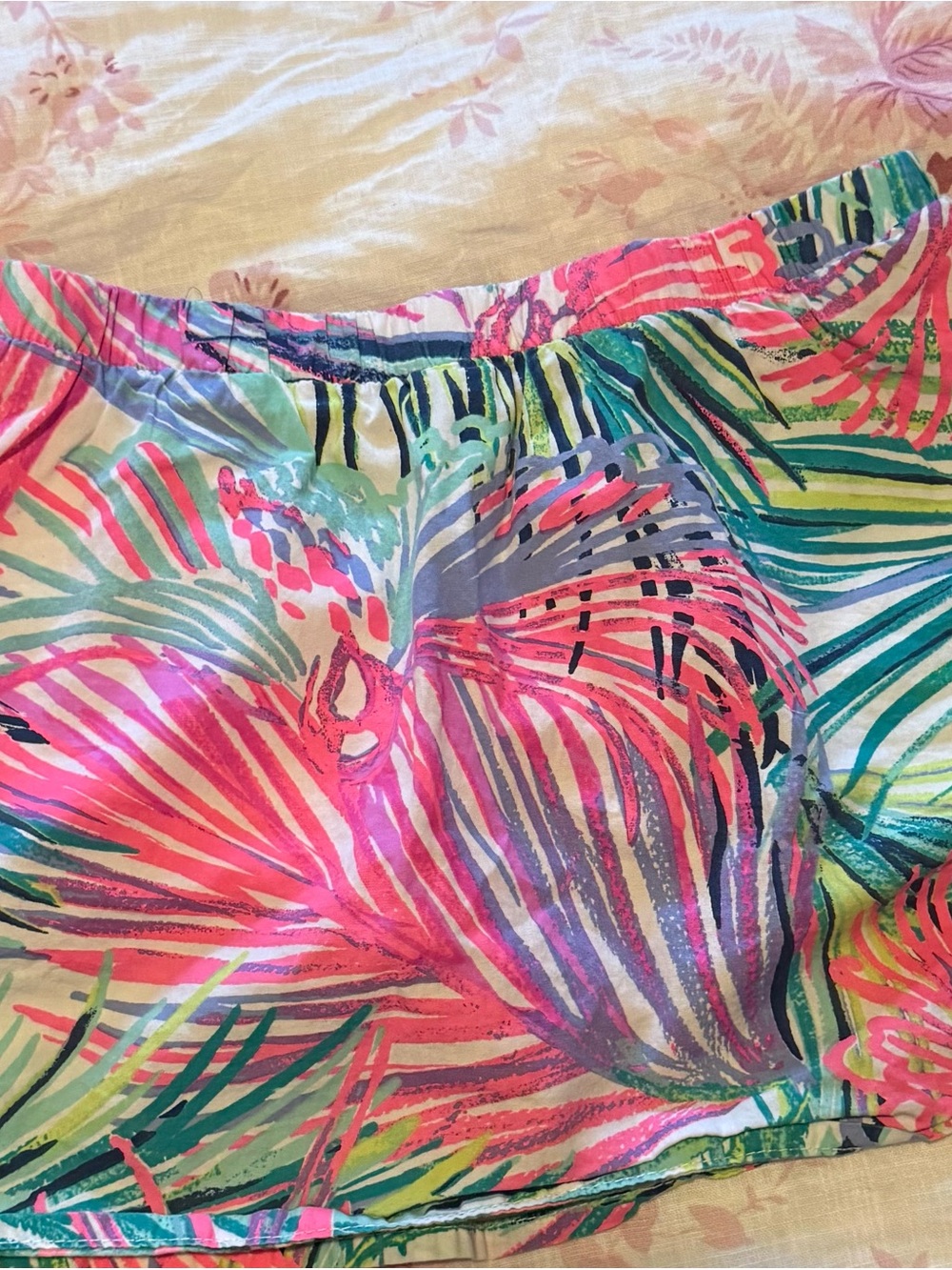 Lilly Pulitzer Sam Skort Pink Green Tropical Leaves Skirt Shorts